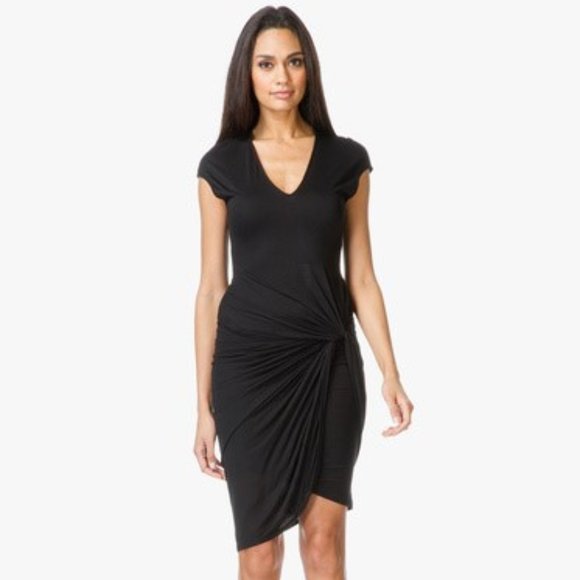 Helmut Lang Black Twist V Neck Night Out Dress - Picture 1 of 3